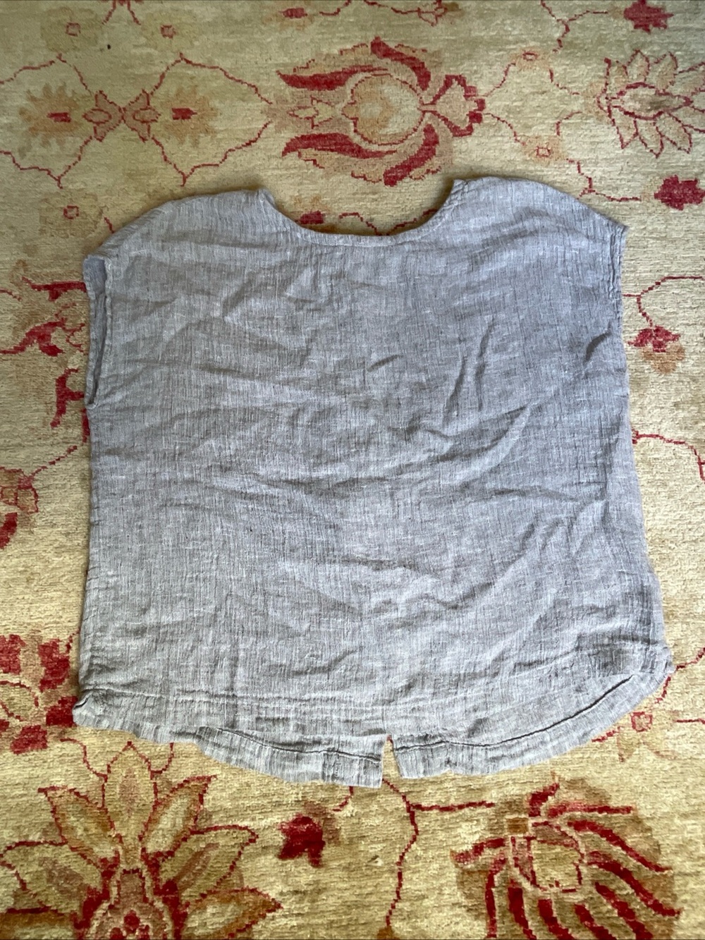 Light Blue Button Back 100% Linen Top